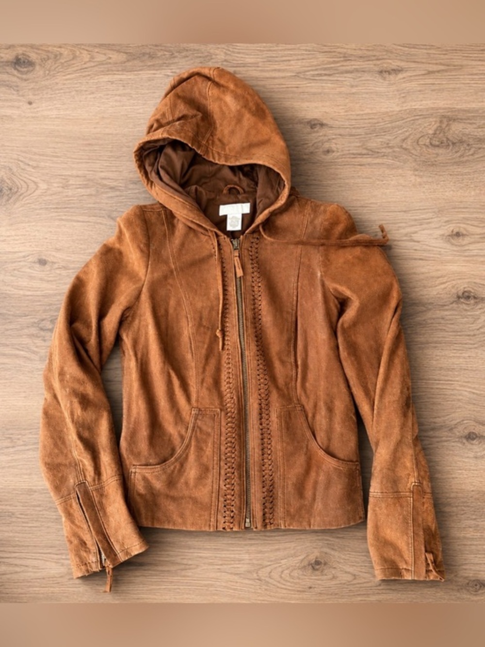 Lucky Legend Lucky Brand Brown Suede Leather Hooded Jacket XS
